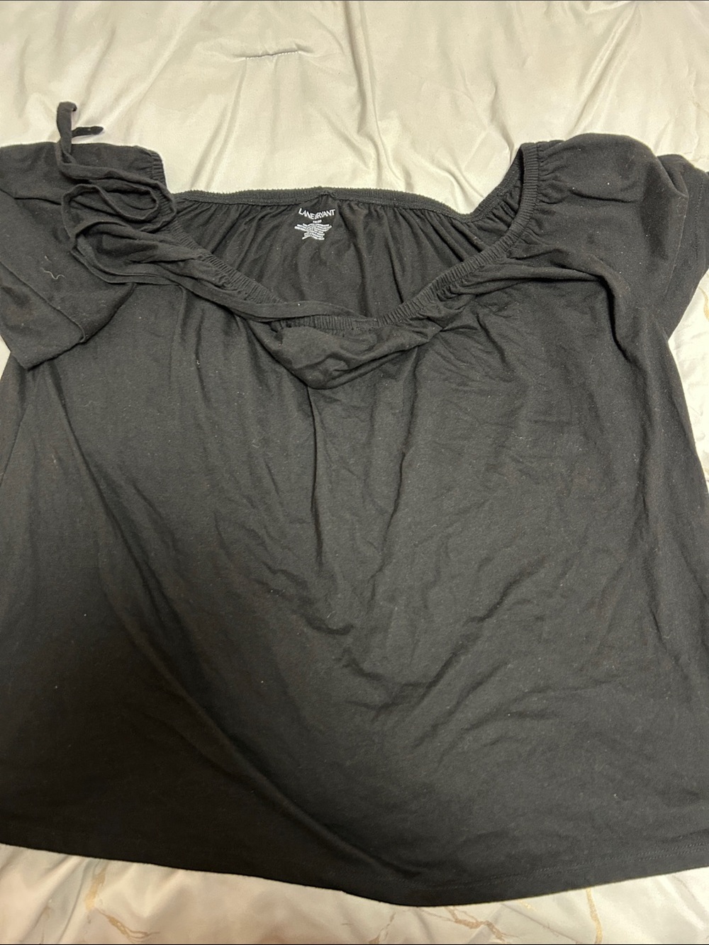 Lane Bryant Black and Pink Off-the-Shoulder Cotton Tunic